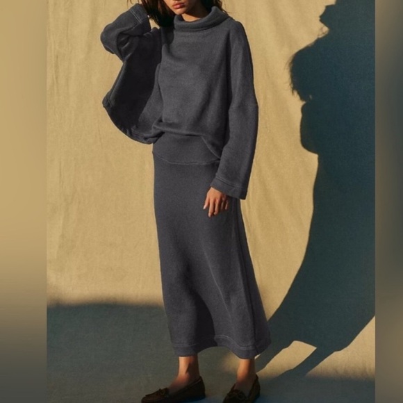 Free People Milley Reversible 2-Piece Set, Blue Knit Turtleneck & Skirt(XS) NWOT - Picture 4 of 13